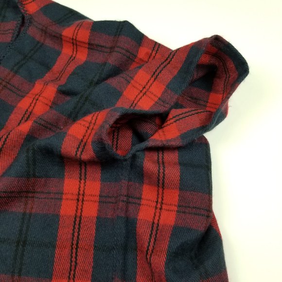 LOFT Blanket Flannel Shawl Wrap Poncho One Size Red & Blue Oversized Scarf NWOT - Picture 2 of 7